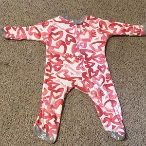 Burt's Bees Baby Pink and Red Heart Footie